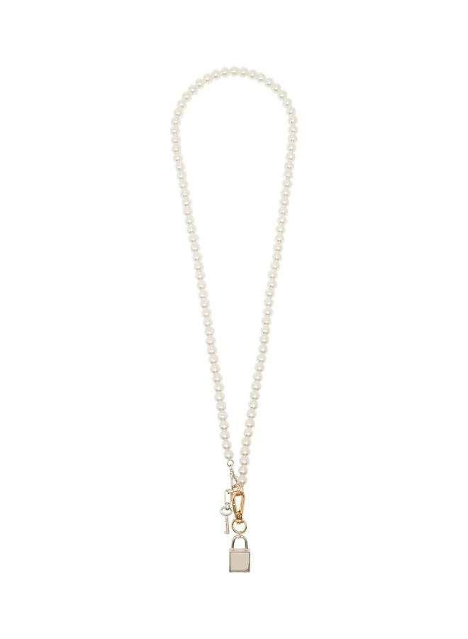 PARFOIS Necklace Of Pearls With Padlock Pendant
