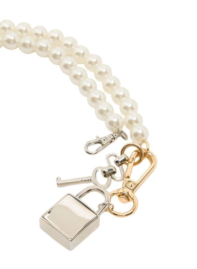 PARFOIS Necklace Of Pearls With Padlock Pendant