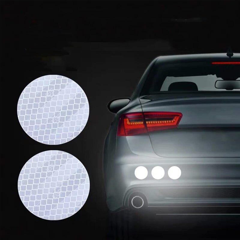 Buylogy® (White) 10Pcs Circle Car Truck Bumper Safety Reflective Warning Strip Night Driving Riding Safety Stickers Motorcycle Bicycles Safety Sticker - Image 1