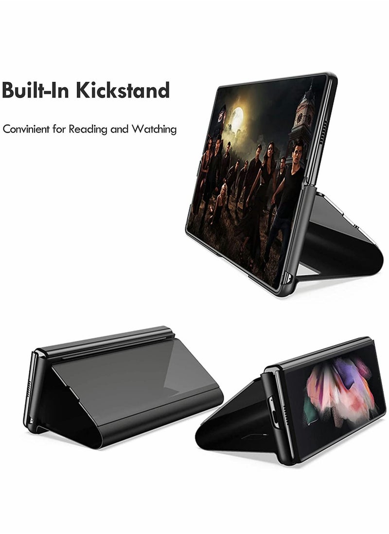 Y&D Case for Samsung Z Fold 3 Cover, Plating Mirror Makeup Phone Flip Shockproof Cover  - Image 4