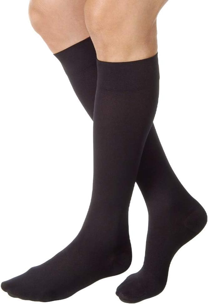 JOBST Relief Knee High Graduated Compression Socks 20-30mmHg - Comfortable Unisex Design - Closed Toe, Black, Medium - Image 1