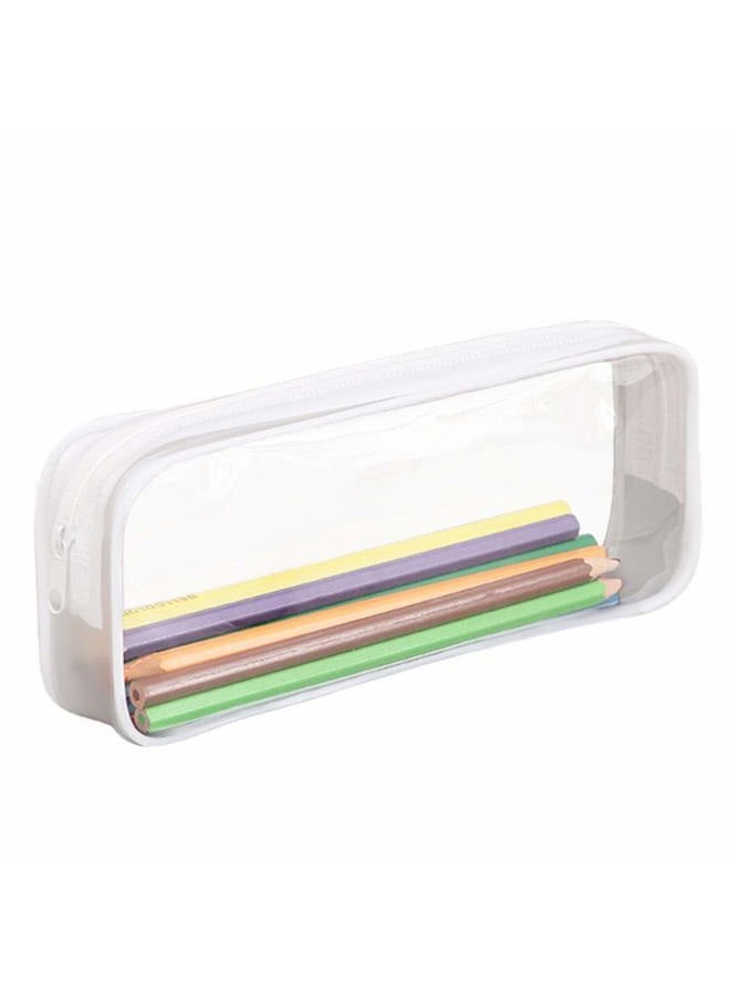 Funny live Clear Pen Pencil Case Pouch Big Capacity Pencil Case Bag Storage Bag Holder Transparent PVC Pen Bag Pencil Pouch for Office & School Supplies, Travel Cosmetic Makeup Bag, White - Image 1