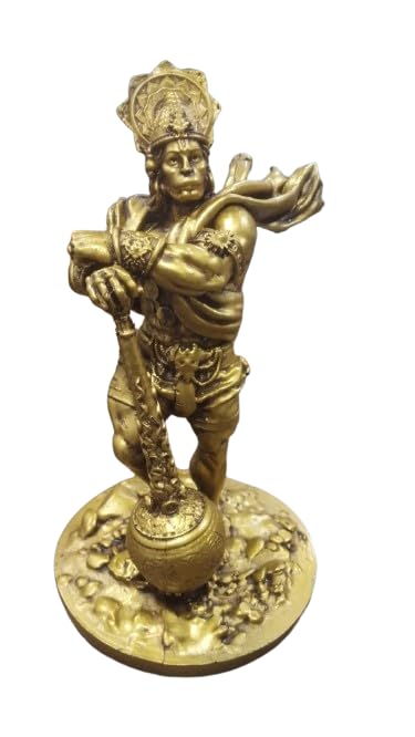 XL Kitchen Lord Bahubali Hanuman IdolStatue Showpiece for Gifitng and Interior Decoration Car Dash Board Office Study Table Gift Resin Made Gold Color - Image 1