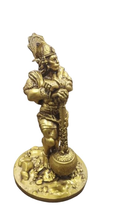 XL Kitchen Lord Bahubali Hanuman IdolStatue Showpiece for Gifitng and Interior Decoration Car Dash Board Office Study Table Gift Resin Made Gold Color - Image 4