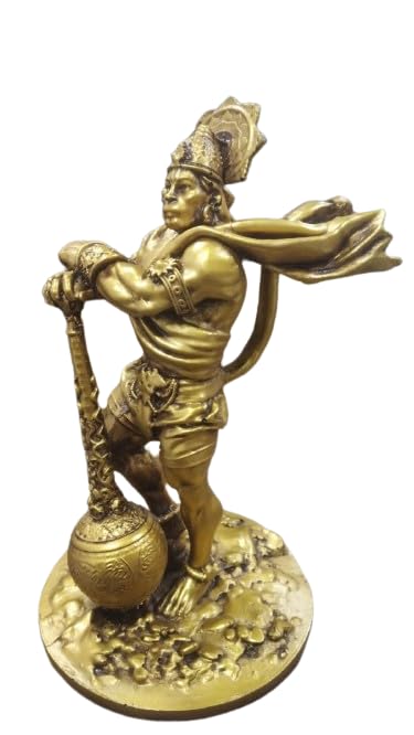 XL Kitchen Lord Bahubali Hanuman IdolStatue Showpiece for Gifitng and Interior Decoration Car Dash Board Office Study Table Gift Resin Made Gold Color - Image 3