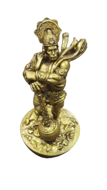 XL Kitchen Lord Bahubali Hanuman IdolStatue Showpiece for Gifitng and Interior Decoration Car Dash Board Office Study Table Gift Resin Made Gold Color - Image 2