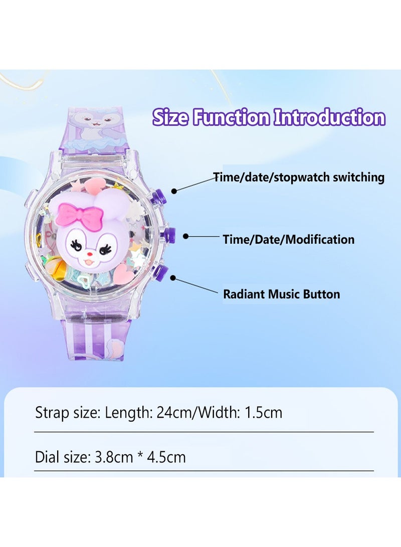 Hello Kitty 3 Pcs Cartoon Children's Watch,Children's Watch Toy with Light Effect,Kids Electronic Watch with Music,Rotatable watch,Flip-top Cartoon Watch for Kids(Cinnamoroll Stardew and Hello Kitty) - Image 5