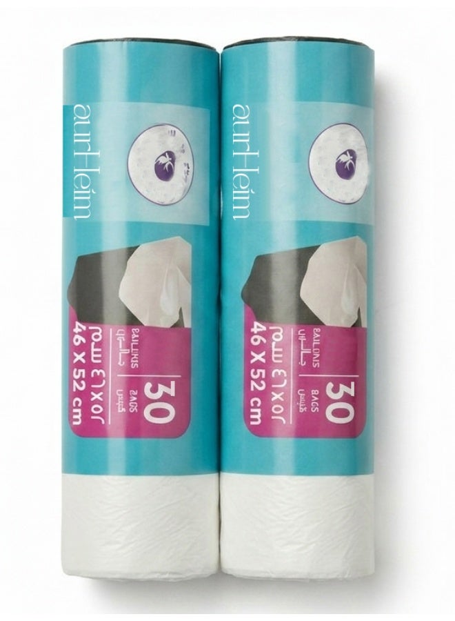 Aurheim Garbage bags trash rolls 5 gallons, 60 bag, 30 bag per roll (2-Rolls 5 Gallon (52x46)) - Image 1