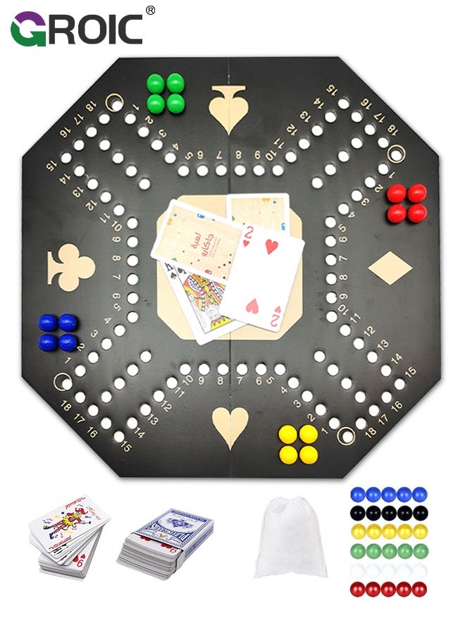 GROIC - Jackaroo Board Game,Ludo Board Game,Folding Board Game for 4 Players with 16 Marbles and Cards,38 cm x 38 cm Size,Jackaroo Game Family Game Marble Game - Image 1