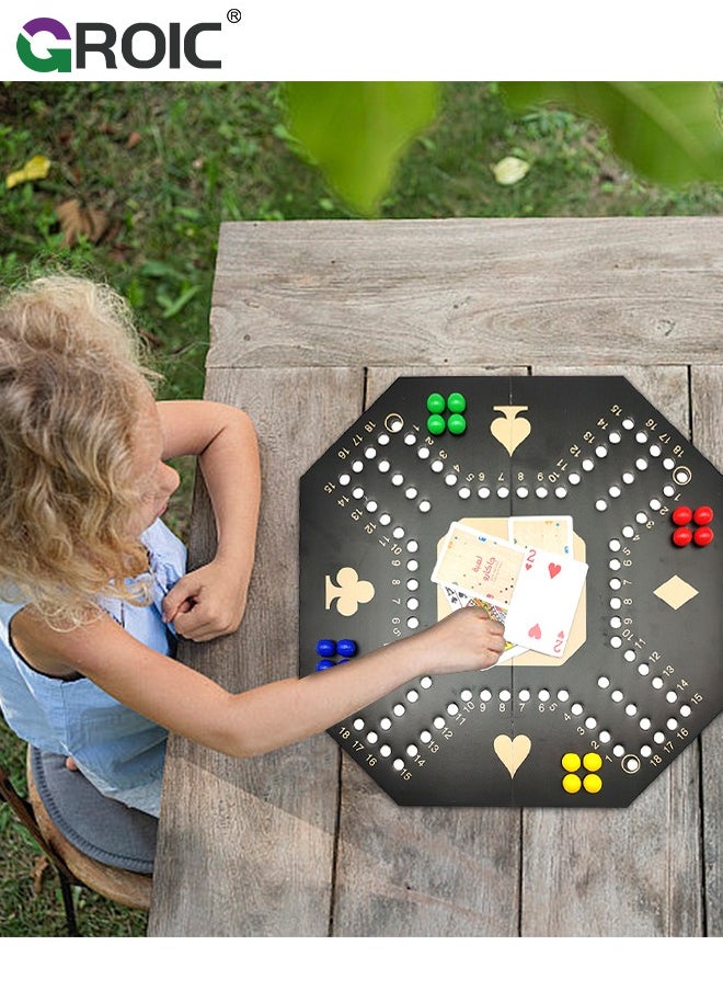 GROIC - Jackaroo Board Game,Ludo Board Game,Folding Board Game for 4 Players with 16 Marbles and Cards,38 cm x 38 cm Size,Jackaroo Game Family Game Marble Game - Image 1