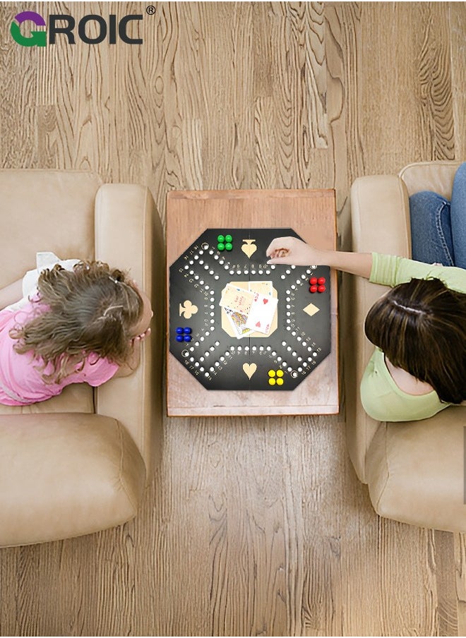 GROIC - Jackaroo Board Game,Ludo Board Game,Folding Board Game for 4 Players with 16 Marbles and Cards,38 cm x 38 cm Size,Jackaroo Game Family Game Marble Game - Image 1