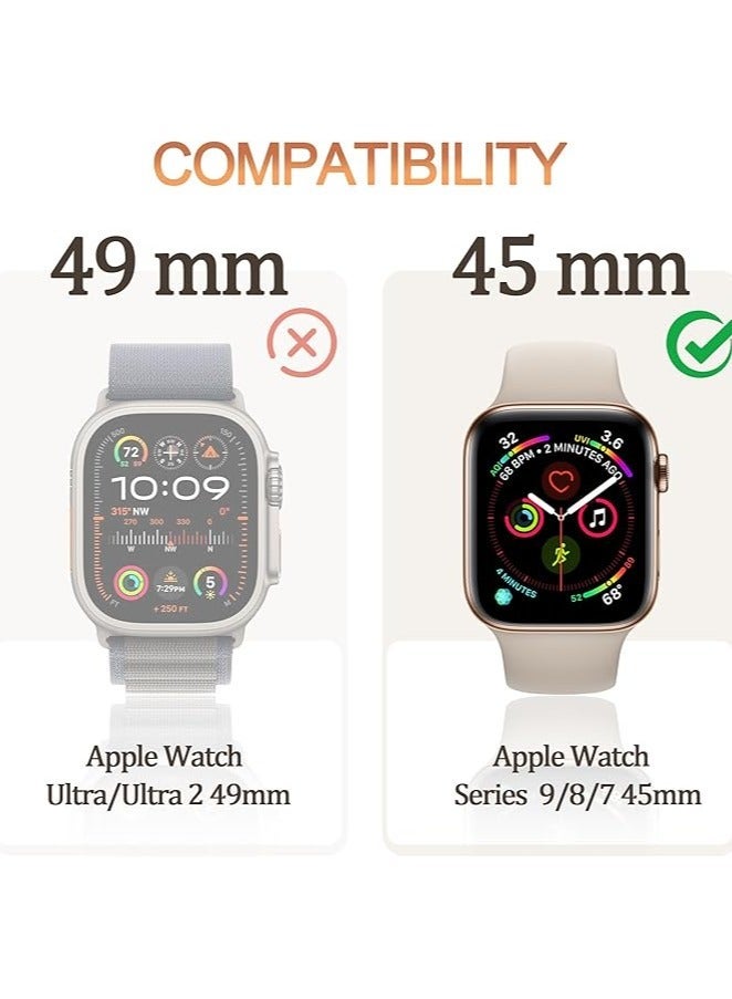 HablTech Protective Case Compatible with Apple Watch Series 9/8/7 45mm Case with Tempered Film Screen Protector for iWatch Full Protective Hard PC Bumper Touch Sensitive HD Screen Cove - Image 2
