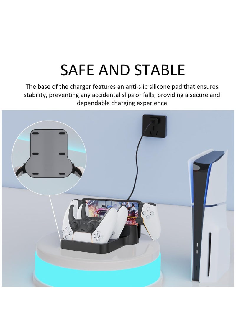 Generic - PS Portal & PS5 Controller Charging Stand Charging Dock Station with LED Indicator for Playstation Portal PS Portal Magnetic Charger Dock PS5 Game Accessories (Black) - Image 1