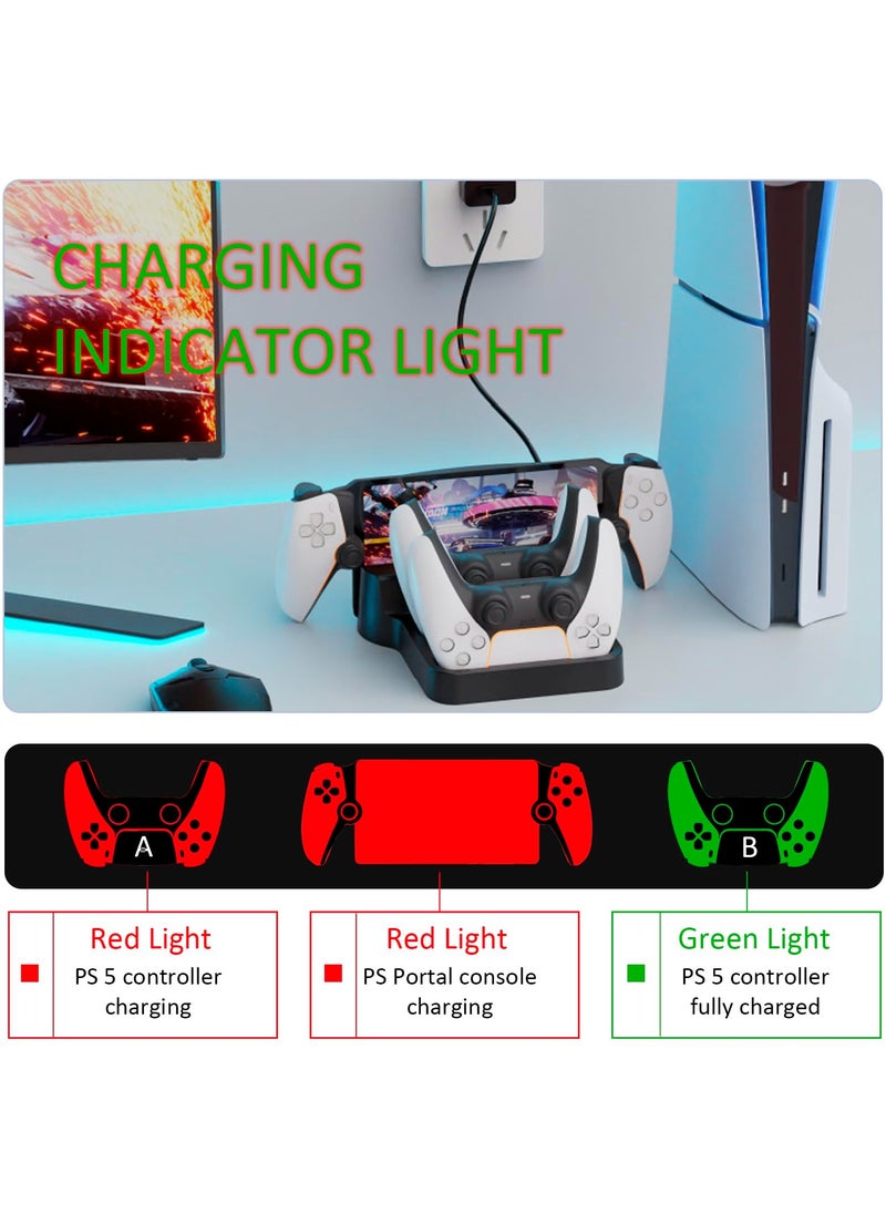 Generic - PS Portal & PS5 Controller Charging Stand Charging Dock Station with LED Indicator for Playstation Portal PS Portal Magnetic Charger Dock PS5 Game Accessories (Black) - Image 1