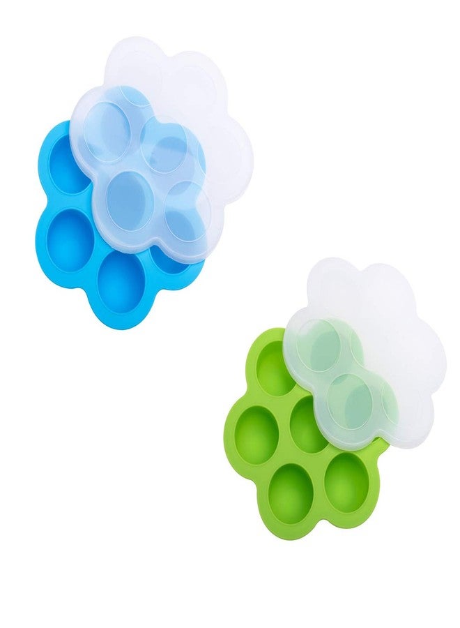 Skingwa Silicone Egg Bites Molds with Lid for Instant Pot, 2 Packs (For 3qt (6.3"x6.3"x1.6"), Blue+Green) - Image 1