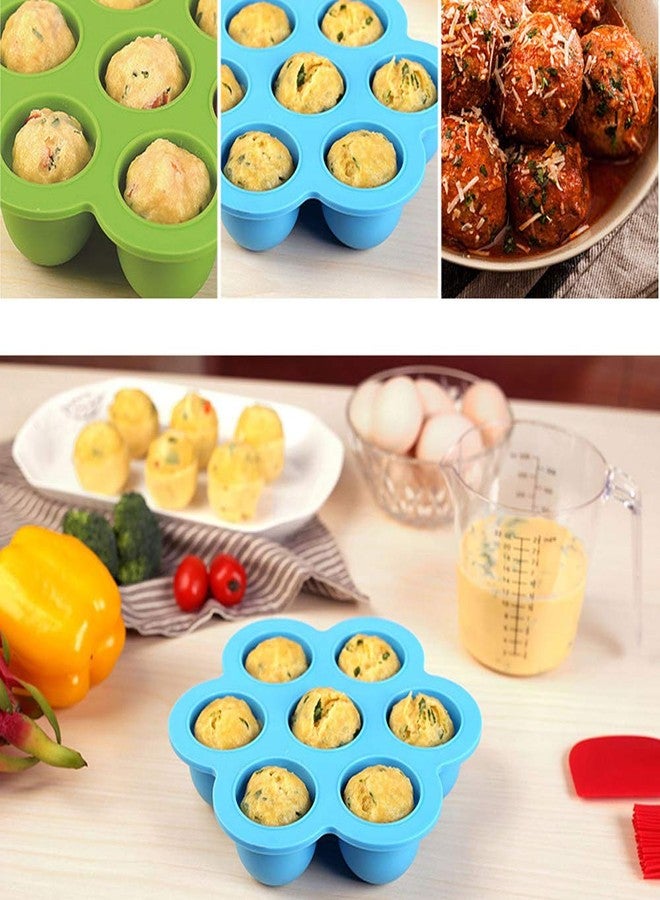 Skingwa Silicone Egg Bites Molds with Lid for Instant Pot, 2 Packs (For 3qt (6.3"x6.3"x1.6"), Blue+Green) - Image 2