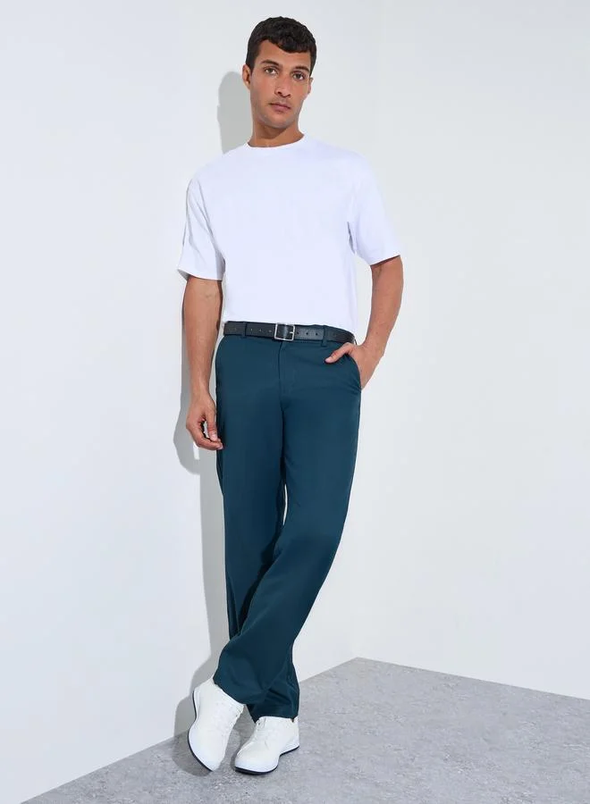 Styli  Teal Solid Regular Fit Trousers for Men | Best Price UAE