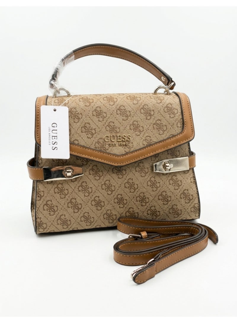 Guess Zadie Monogram Top Handle Flap Bag For Women - Image 1