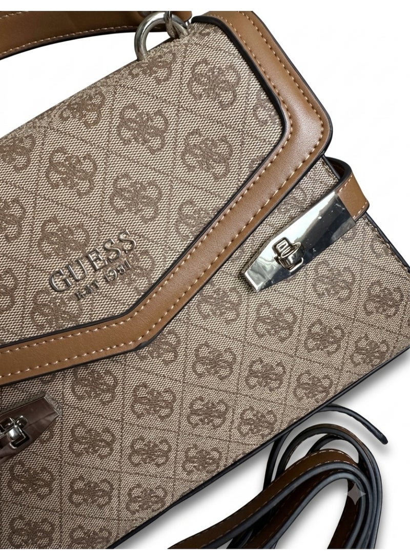 Guess Zadie Monogram Top Handle Flap Bag For Women - Image 4