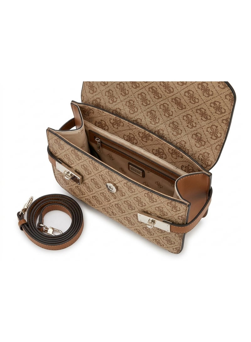 Guess Zadie Monogram Top Handle Flap Bag For Women - Image 3