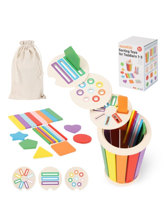 Montessori Toys for 1+ Wooden Color Sorting Toys for Toddlers 1-3 Year Old Toddlers Fine Motor Skills Development Color Sorting Fun - Image 1