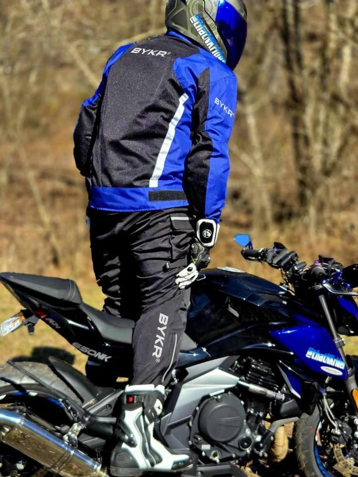 BYKR Mesh Motorcycle Jacket for Men - Breathable Protective Riding Gear, Blue, Small - Image 2