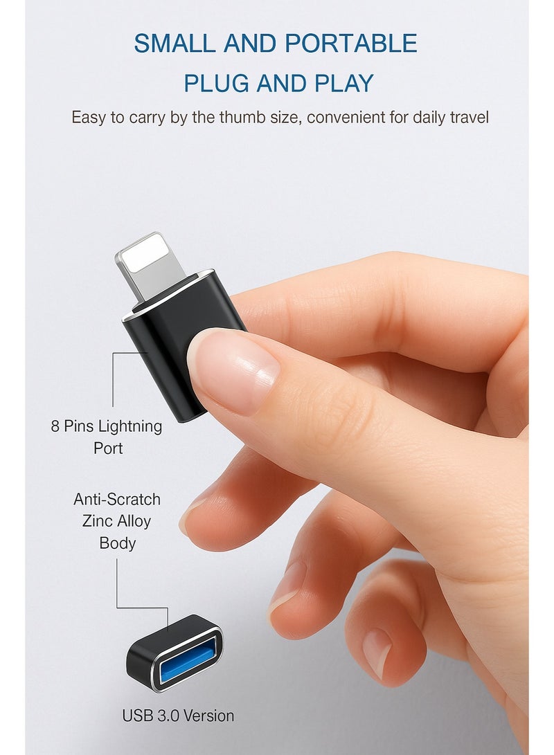 GO-DES Lightning Male to USB 3.0 Female Adapter OTG for iPhone/iPad – Connect Card Reader, USB Flash Drive, U Disk, Keyboard & Mouse  - Image 3