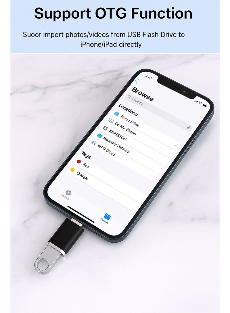GO-DES Lightning Male to USB 3.0 Female Adapter OTG for iPhone/iPad – Connect Card Reader, USB Flash Drive, U Disk, Keyboard & Mouse  - Image 2