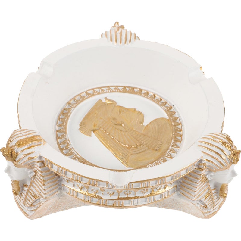 منفضة سجائر راتنج فرعون مصري أبيض ديكور المنزل مكتب حامل رماد طاولة - Image 2