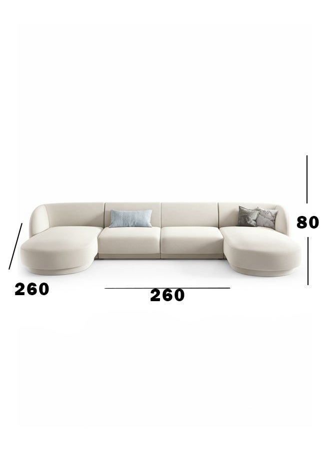 هوم جويز كنبة زاوية بلسش رويال خشب سويدي - مخمل- تصميم على شكل حرف U - أبيض - Image 3