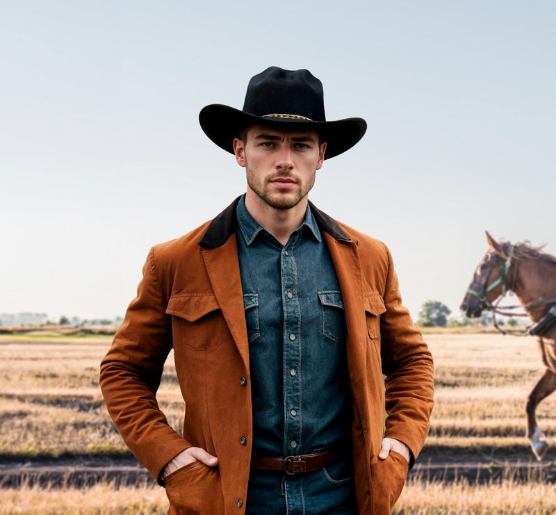Western Express Felt Finish Cowboy Hat - Cattleman Style with Gold Hat Band | Cowboy & Cowgirl Hats for Men and Women - Image 5