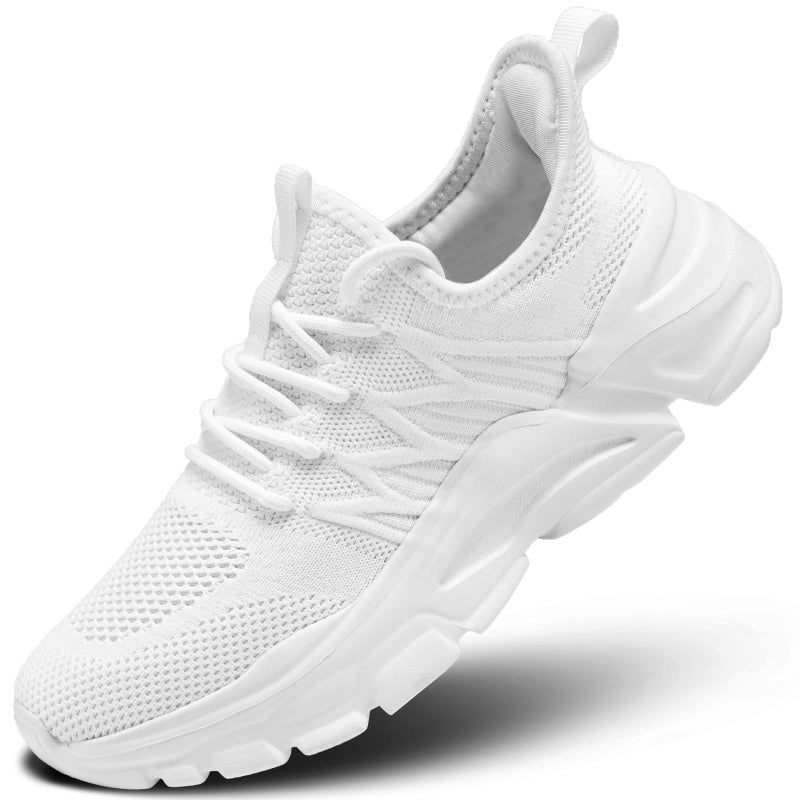Socviis Womens Ladies Tennis Running Shoes Slip on Breathable Comfort Casual Walking Sneakers Work Zapatos White - Image 1