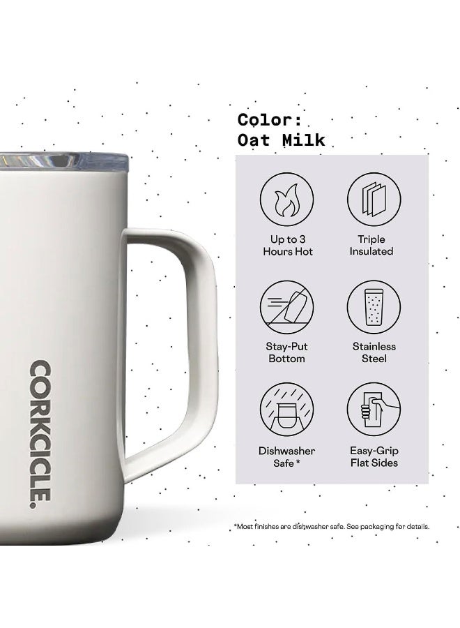 Corkcicle Triple Insulated Coffee Mug with Lid and Handle, Oat Milk, 16 oz – Stainless Steel Travel Mug Keeps Beverages Hot for 3+ Hours – Non-Slip, Easy-Grip, Spill-Resistant Tumbler - Image 4