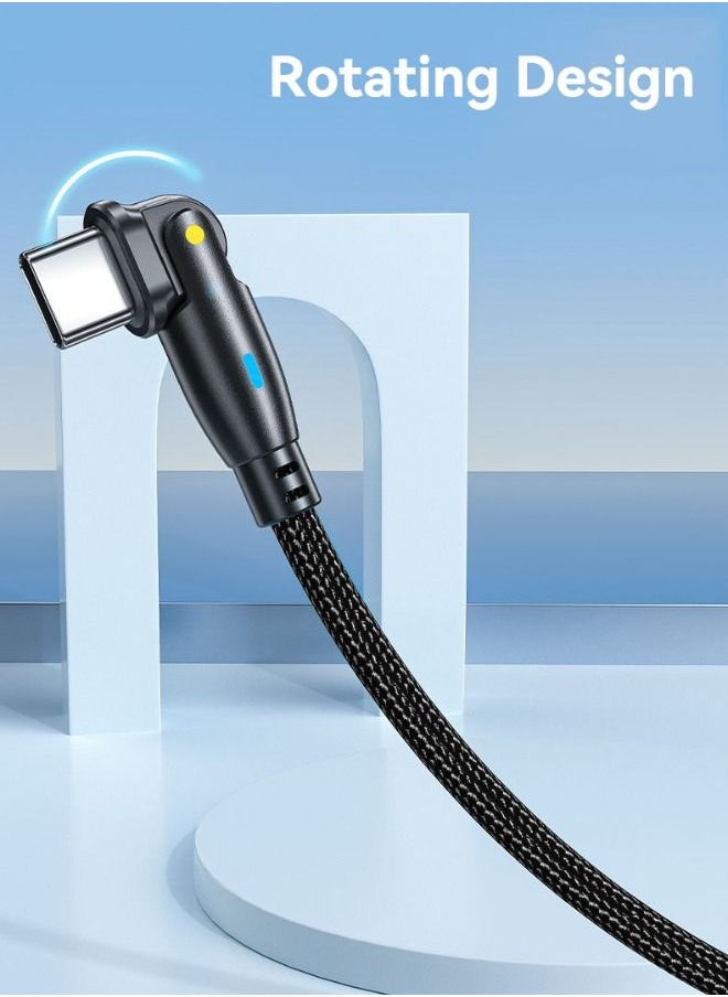Generic - USB C to USB C Fast Charging Cable 60W 2 Meters with USB A Adapter, 20V/3A 180° Rotating Fast Charge Cable, Nylon Braided Fast Charging Cord Type C Compatible with MacBook Pro Air, iPad Pro, Samsung - Image 1