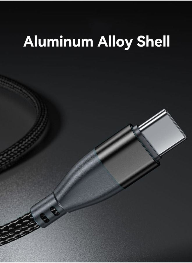 Generic - USB C to USB C Fast Charging Cable 60W 2 Meters with USB A Adapter, 20V/3A 180° Rotating Fast Charge Cable, Nylon Braided Fast Charging Cord Type C Compatible with MacBook Pro Air, iPad Pro, Samsung - Image 1