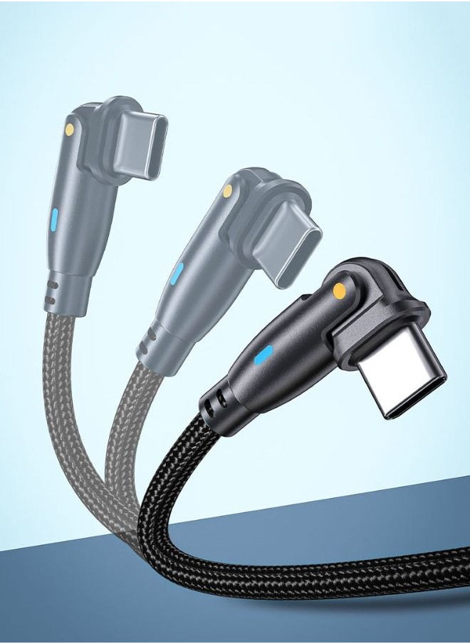Generic - USB C to USB C Fast Charging Cable 60W 2 Meters with USB A Adapter, 20V/3A 180° Rotating Fast Charge Cable, Nylon Braided Fast Charging Cord Type C Compatible with MacBook Pro Air, iPad Pro, Samsung - Image 1