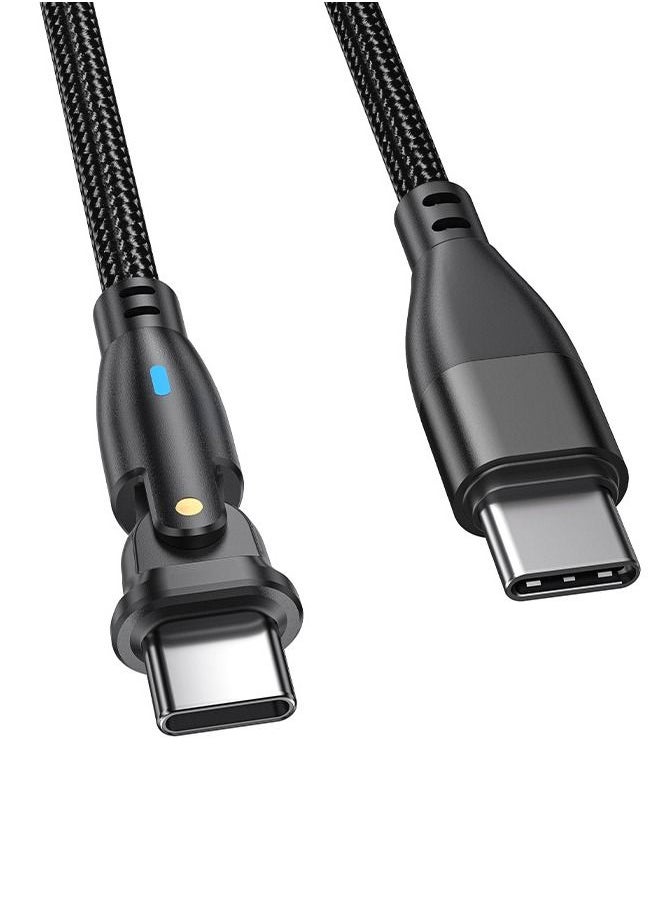 Generic - USB C to USB C Fast Charging Cable 60W 2 Meters with USB A Adapter, 20V/3A 180° Rotating Fast Charge Cable, Nylon Braided Fast Charging Cord Type C Compatible with MacBook Pro Air, iPad Pro, Samsung - Image 1