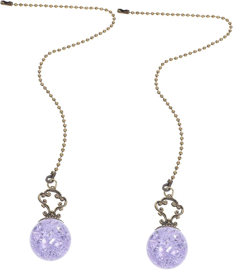 سلسلة سحب مروحة سقف كريستال أرجواني سحر التمديد 2 حزمة سهلة التركيب سلسلة خرزية زخرفية - Image 1