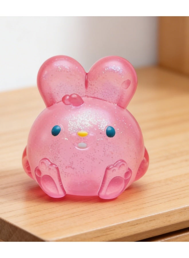 Glitter Squishy Bunny Stress Ball, Cute Kawaii Squeeze Fidget Toy for Kids & Adults, Sensory Stress Relief Toys for Anxiety, Adhd, Autism, Quiet Desk Toy for Home, Office, Classroom, Party Favors & Easter Basket Stuffers - Image 2