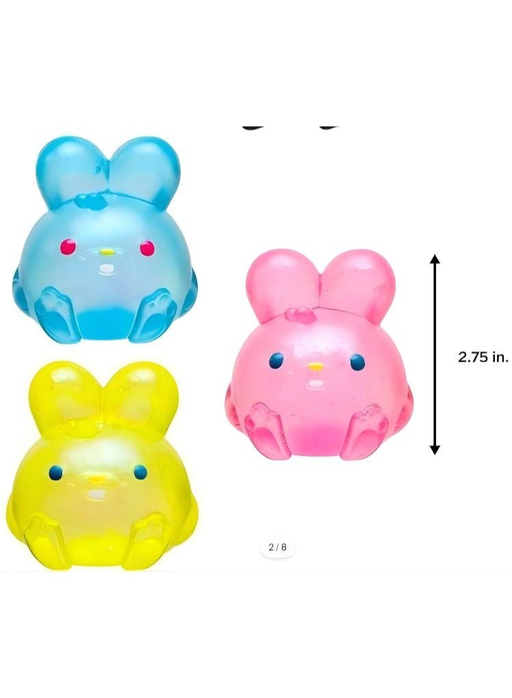 Glitter Squishy Bunny Stress Ball, Cute Kawaii Squeeze Fidget Toy for Kids & Adults, Sensory Stress Relief Toys for Anxiety, Adhd, Autism, Quiet Desk Toy for Home, Office, Classroom, Party Favors & Easter Basket Stuffers - Image 3
