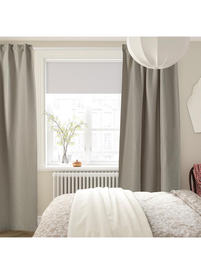 Zaboon Room darkening curtains, 1 pair, with heading tape/light grey, 145x300 cm - Image 2