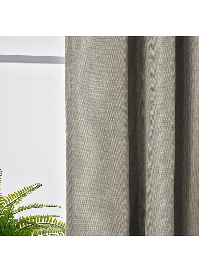 Zaboon Room darkening curtains, 1 pair, with heading tape/light grey, 145x300 cm - Image 4