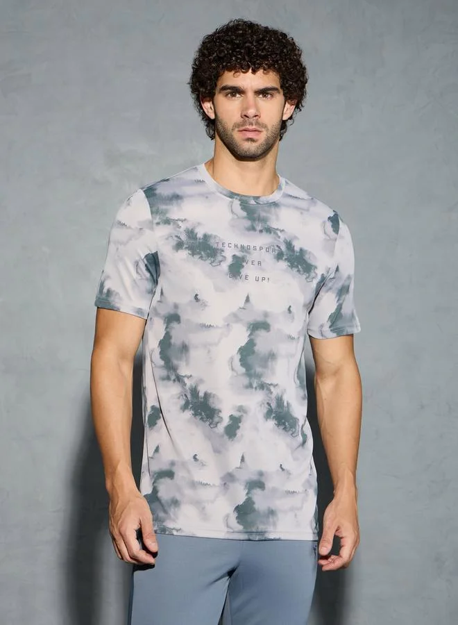 Technosport Technosport Men All-Over Print Round Neck Regular Fit T-Shirt