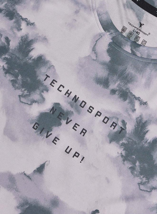 تكنوسبورت تيشيرت رجالي مطبوع بالكامل بياقة دائرية بقصة عادية من ستايلي - Image 4