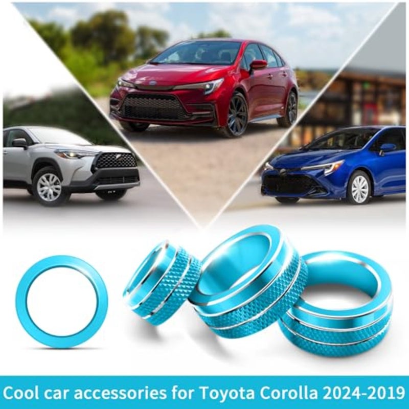 for 2020-2025 2026 Toyota Corolla and 2022-2025 2026 Corolla Cross Accessories, 4pcs Aluminum Alloy Knob Cover Trim Set - Rearview Mirror Switch, AC and Push Start - Image 2