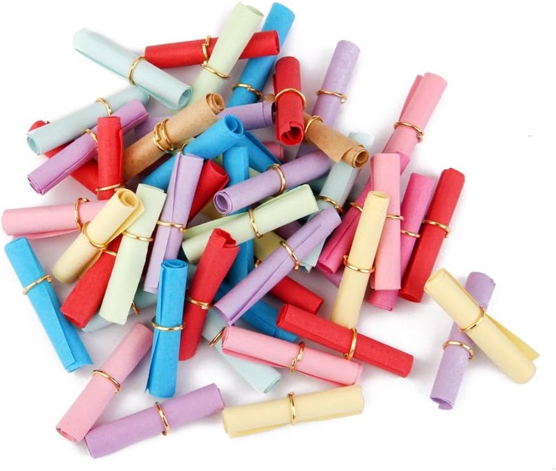 كلاراكو ٥٠ قطعة من لفائف الورق الملونة للكتابة عليها، رسائل عيد الحب في زجاجة، لفة ورق ٦ × ٢٫٥ سم - Image 2