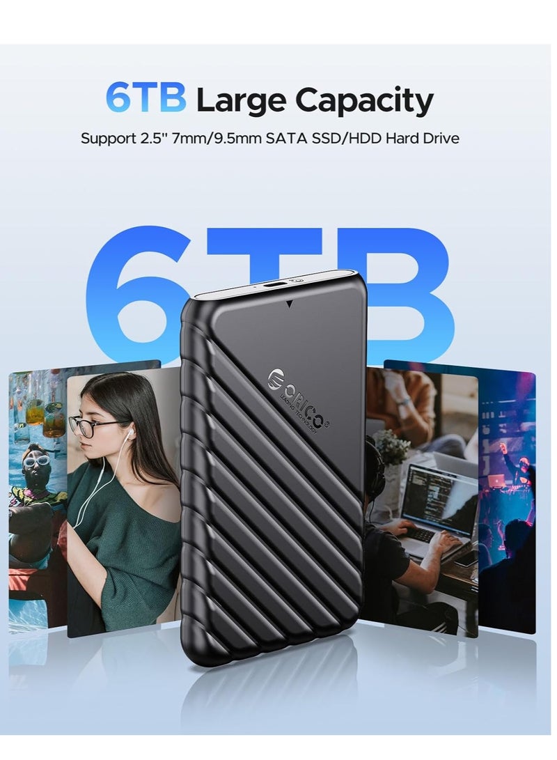أوريكو حاوية محرك أقراص ثابتة خارجي مقاس 2.5 بوصة USB 3.0 إلى SATA III لـ 7 مم و9.5 مم SATA HDD SSD أداة مجانية [يدعم UASP] أسود (25PW1-U3) - Image 2