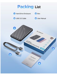 Orico 2.5 Inch External Hard Drive Enclosure USB 3.0 to SATA III for 7mm & 9.5mm SATA HDD SSD Tool Free [Support UASP] Black (25PW1-U3)  - Image 5