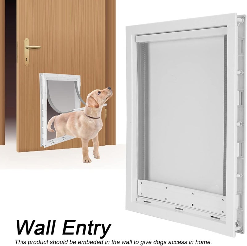 Largest Pet Door Easy Installation Dog Fence Magnetic Entry and Exit White, Wall Embedded Dog Door for Large Dogs, ABS Material (White) - Image 4