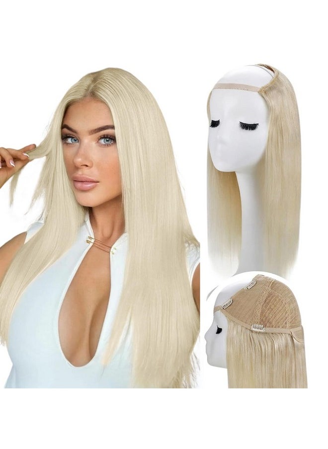 RUNATURE Unature U Part Wig Human Hair Blonde 16 Inch Medium Cap Human Hair U Part Wigs 3/4 Full Head Half Wig Human Hairpiece Platinum Blonde U Shape Hair Extensions Straight U Wigs 120G  - Image 1